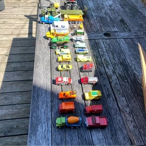 Lot of 26 Toy Construction Vehicles and Transportation Cars